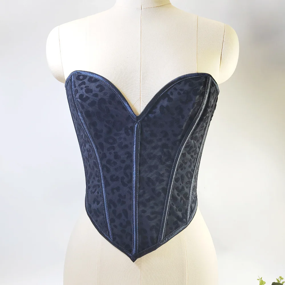

European Corset without Chest Pad Fishbone Vest Style Tight Belly Trimming Strap Waist Seal Belt Clip Leopard Point Tube Top
