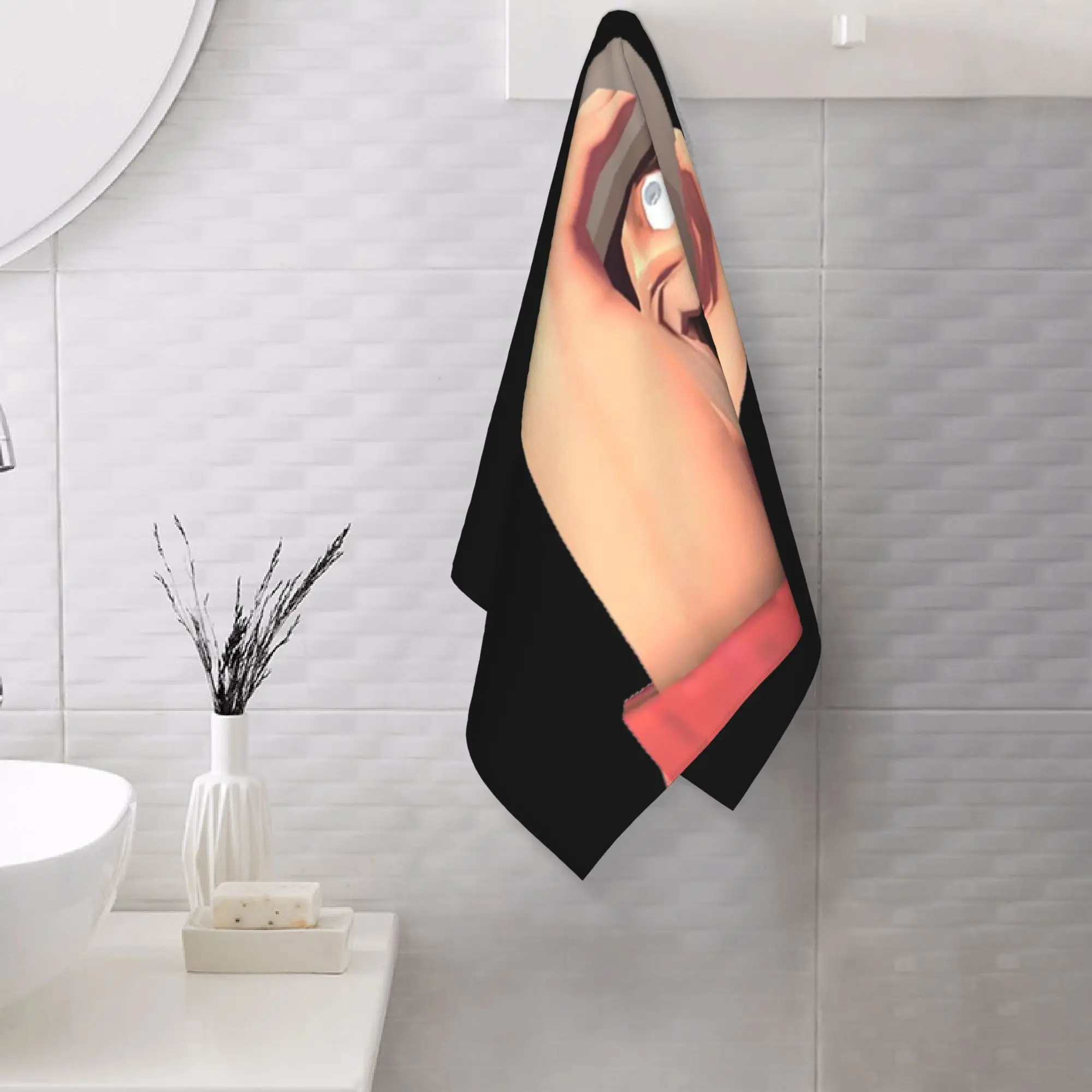 Custom Team Fortress 2 TF2 Soldier Gmod Face Crazy Funny Meme RED Soft Face Towel Quick Dry Pool Bath Cotton Towels Breathable