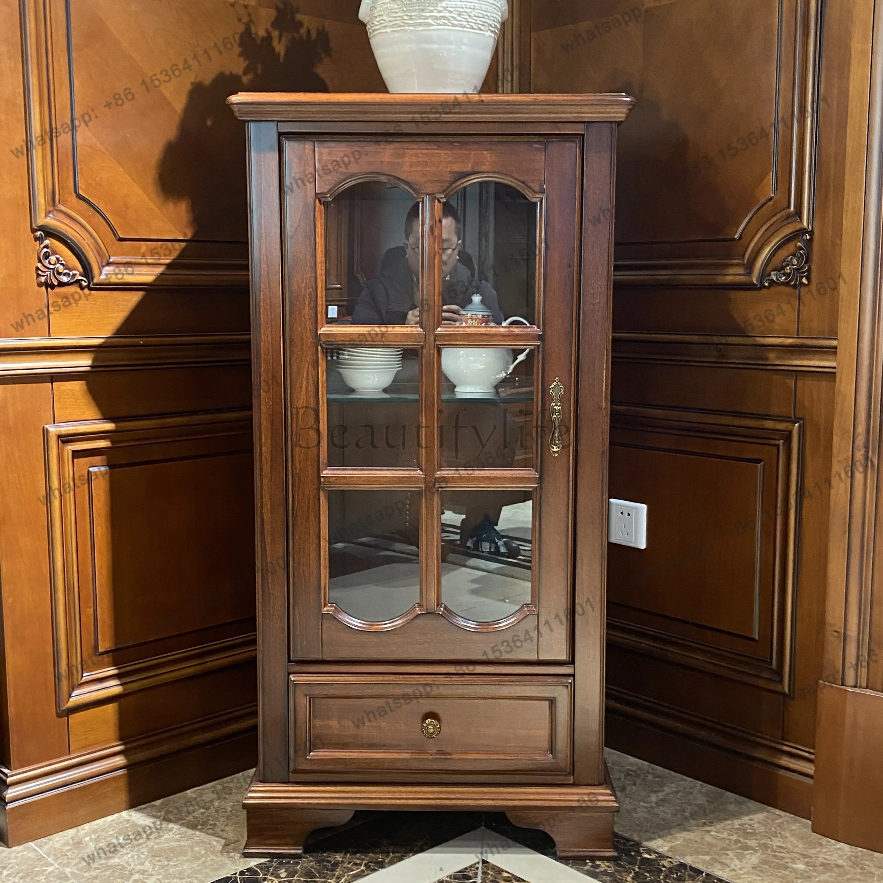 American solid wood decorative storage cabinet, entrance cabinet length 604 * width 400 * height 1183mm
