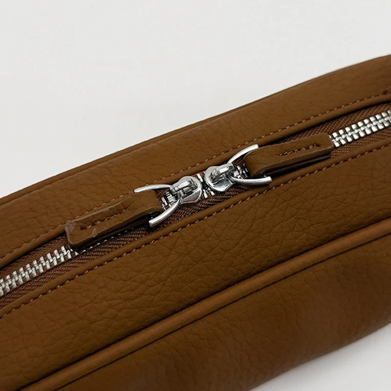 Koreanische Lychee-Textur Schultertasche, Damen Einfarbige Minimalistische Unterarmtasche, Vintage Pendler-Handtasche mit Reißverschluss – Detail 2