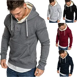 Solid Button Pocket Hoodies Men Sweatshirts 2023 Rapper Hip Hop Hooded Pullover Sweatershirt Male Clothes Sudadera Hombre