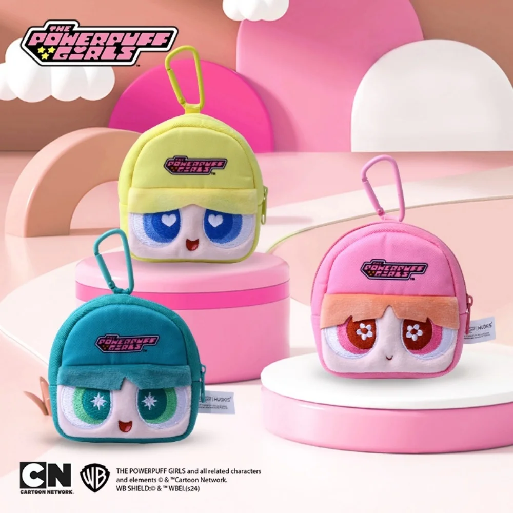 Genuine The Powerpuff Girls Coin Purse Cartoon Schoolbag Series Blossom Bubbles Zipper Wallet Pouch for Cards Data Cable Gifts