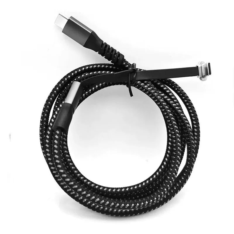 Metal Type C Male FPC Flat Ribbon Cable 90 Degree Bend To Straight Bidirectional 1.5M PD Fast Charging USB2.0 Data Sync Cable