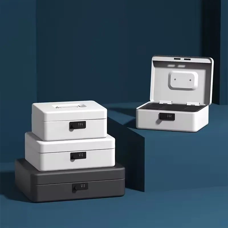 12Inch Portable With Tray Key Code Lockable Petty Cash Box Home Store Jewelry Money Watch Deposit Steel Tin Metal Safe Box
