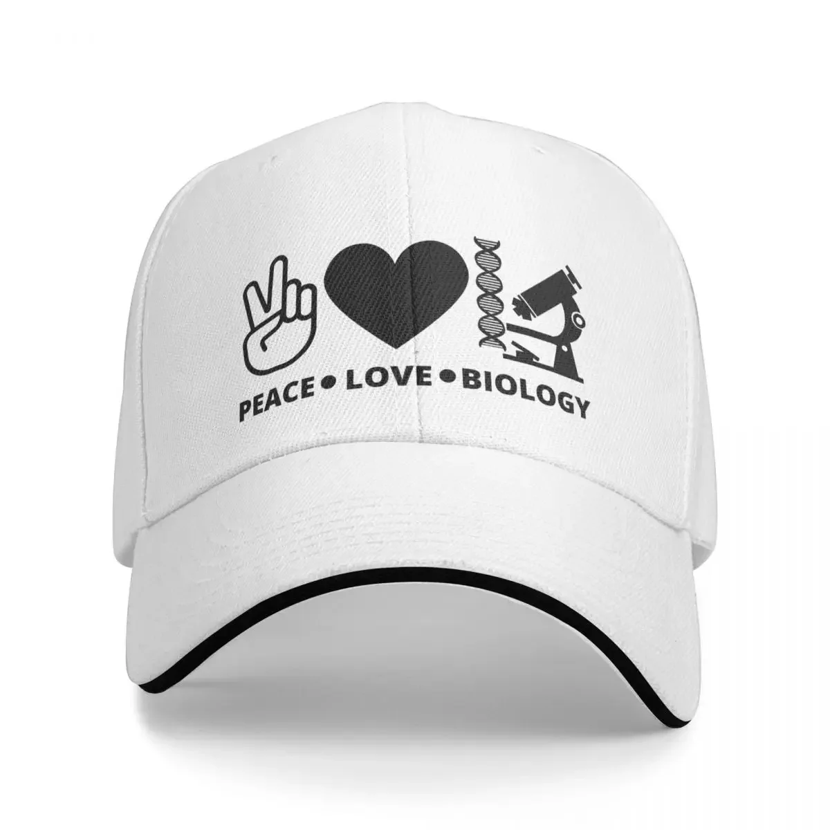 Peace Love Biology Scientist Design Baseball Cap Bobble Hat Sun Hat For Children Sports Cap Luxury Woman Men's