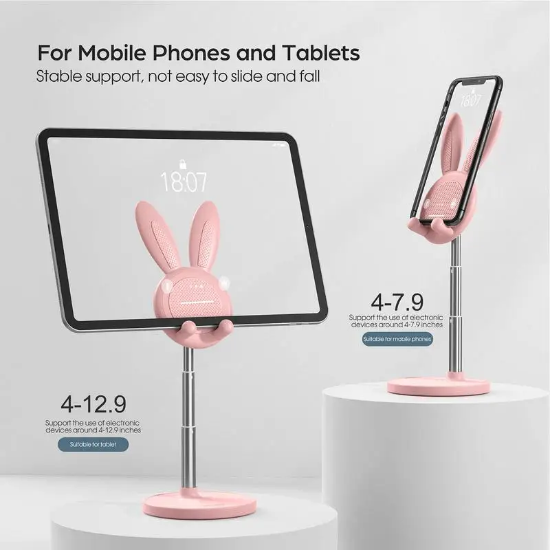 Cute Bunny Phone Stand supporto per Smartphone supporto per telefono regolabile Cartoon Animal ornamenti da tavolo per donna ragazza