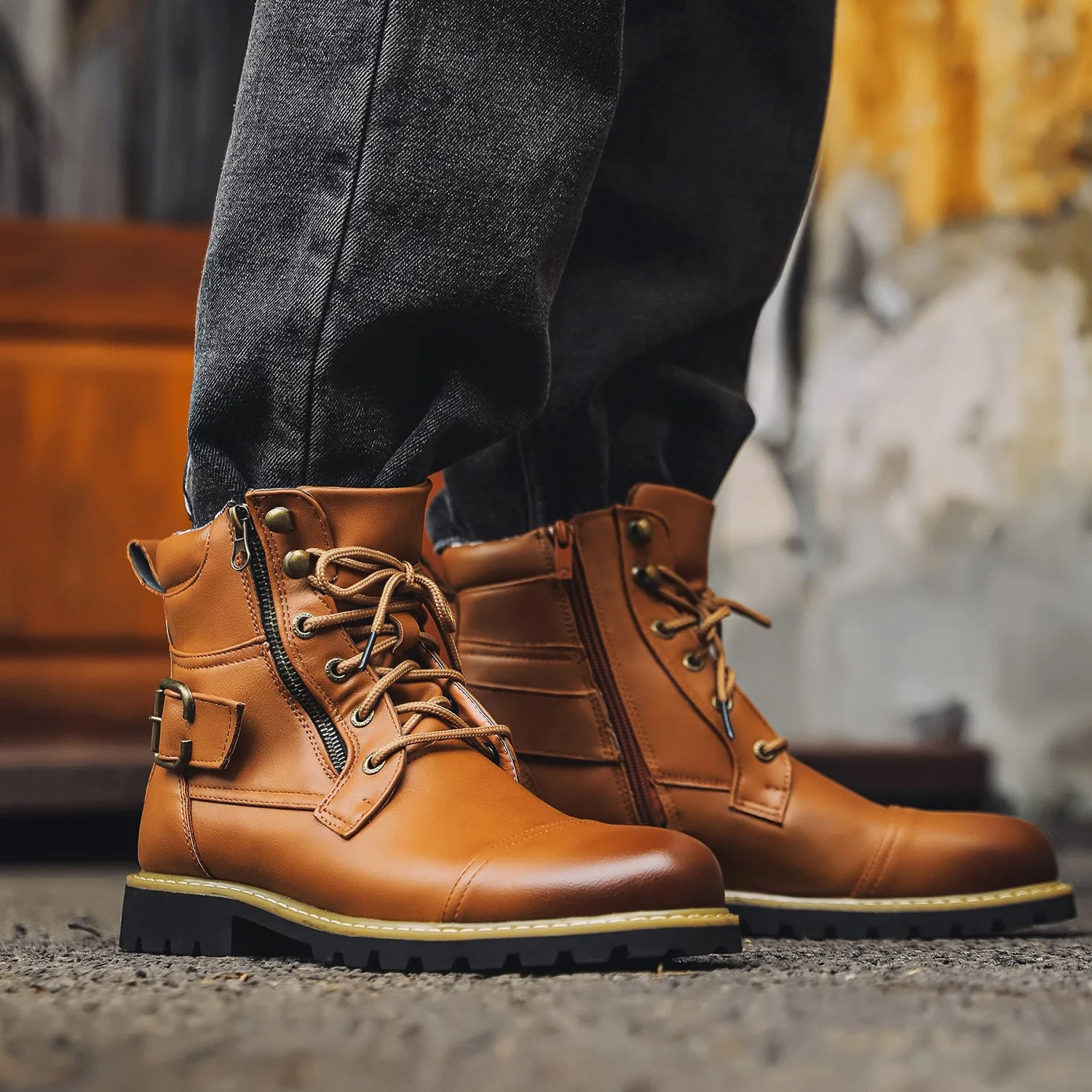 size 38-48 motorcycle boots men footwear man designer shoes ankle boots botines botas moto hombre botas casuales - view 5