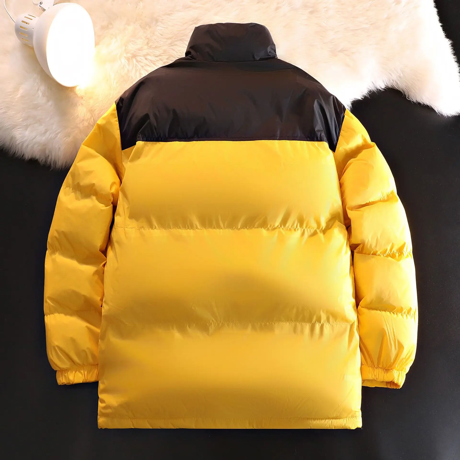 Men Winter Yellow Parkas Couple Patchwork Down Jacket Oversize Boys Loose Thick Warm Cotton Padded Coat Plus Size Outerwear 3xl