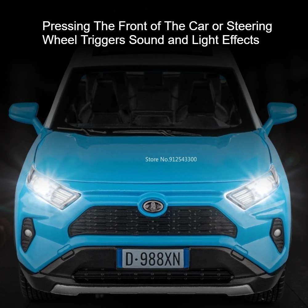 1:22 escala phantom rav4 modelo de carro brinquedos liga diecast som luz portas abertas puxar para trás pneus de borracha brinquedos interativos das crianças