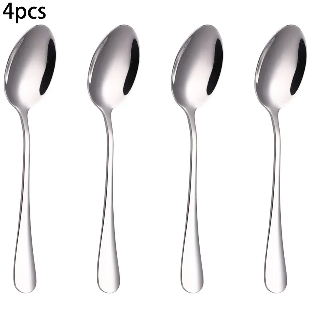 4PCS Spoon Camping Coffee Dessert Ice Cream Kitchen Multi-Use Restaurant Soup Spoons Stainless Steel Tableware