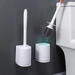1 piece toilet brush set with no dead corners, long handle toilet brush, no need for punching holes, soft bristles for cleaning