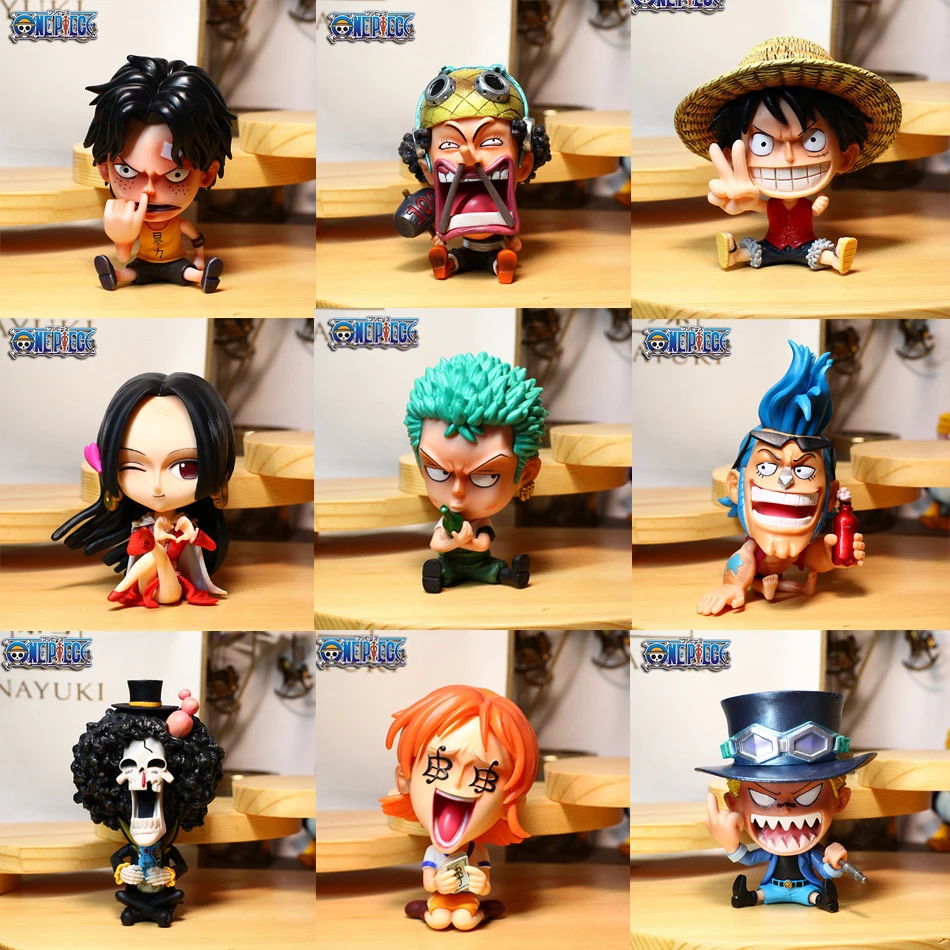 One Piece Zoro Luffy Sanji Anime Figure Ver. Robin Nami Brook Chopper PVC Car Decoration Figures Model Toy Kids Christmas Gift