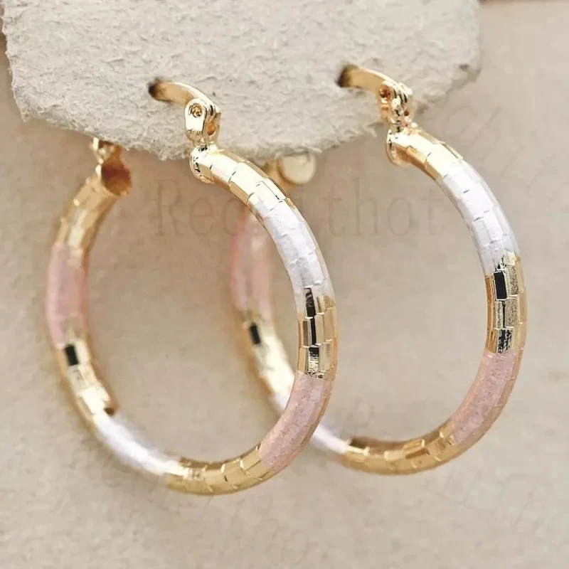 Classical Earrings for Women Gold Color Hoop Metal Inlaid Earrings Engagement Wedding Jewelry