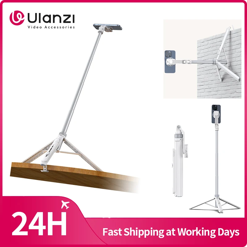 ​Ulanzi TT88 Overhead Selfie Stick Wireless Tripod Magsafe&Phone Clip for iPhone 16 15 14 13Android with Hook for Overhead Shoot