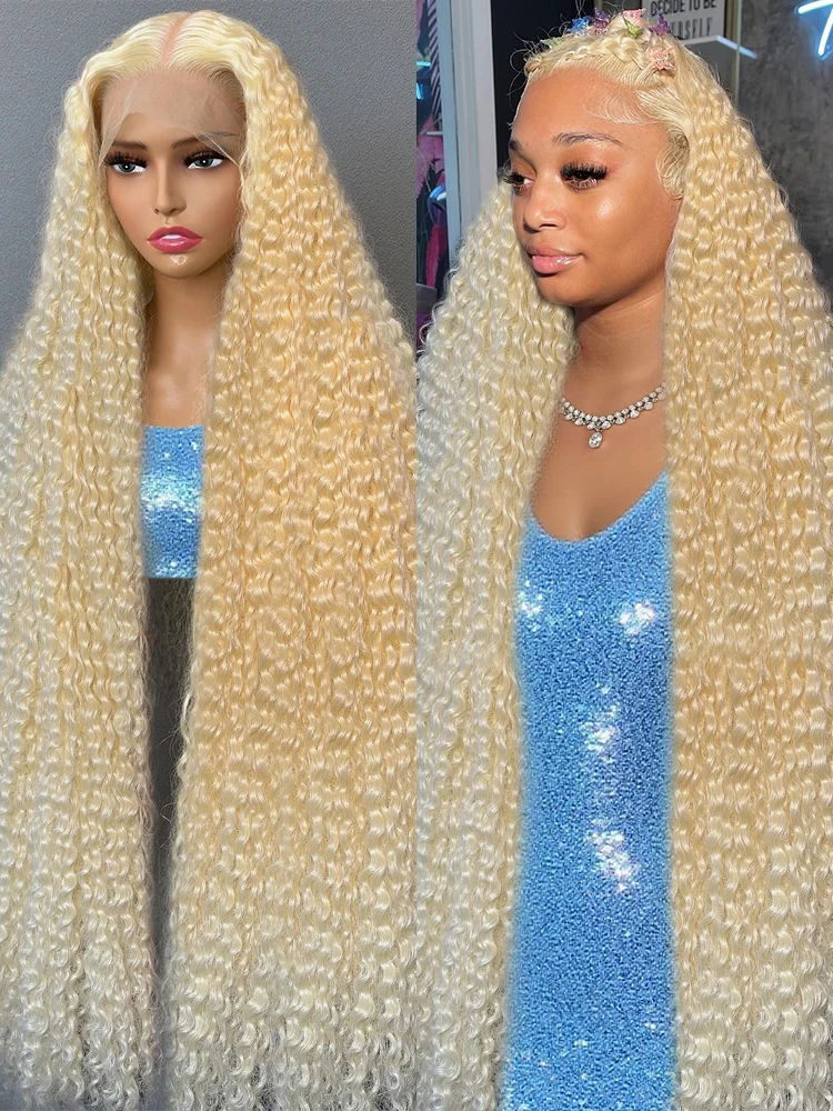42 Inch 613 Honey Blonde Curly 13x6 HD Lace Frontal Wig Human Hair Brazilian Colored 13x4 Lace Front Wigs For Women 250% Density