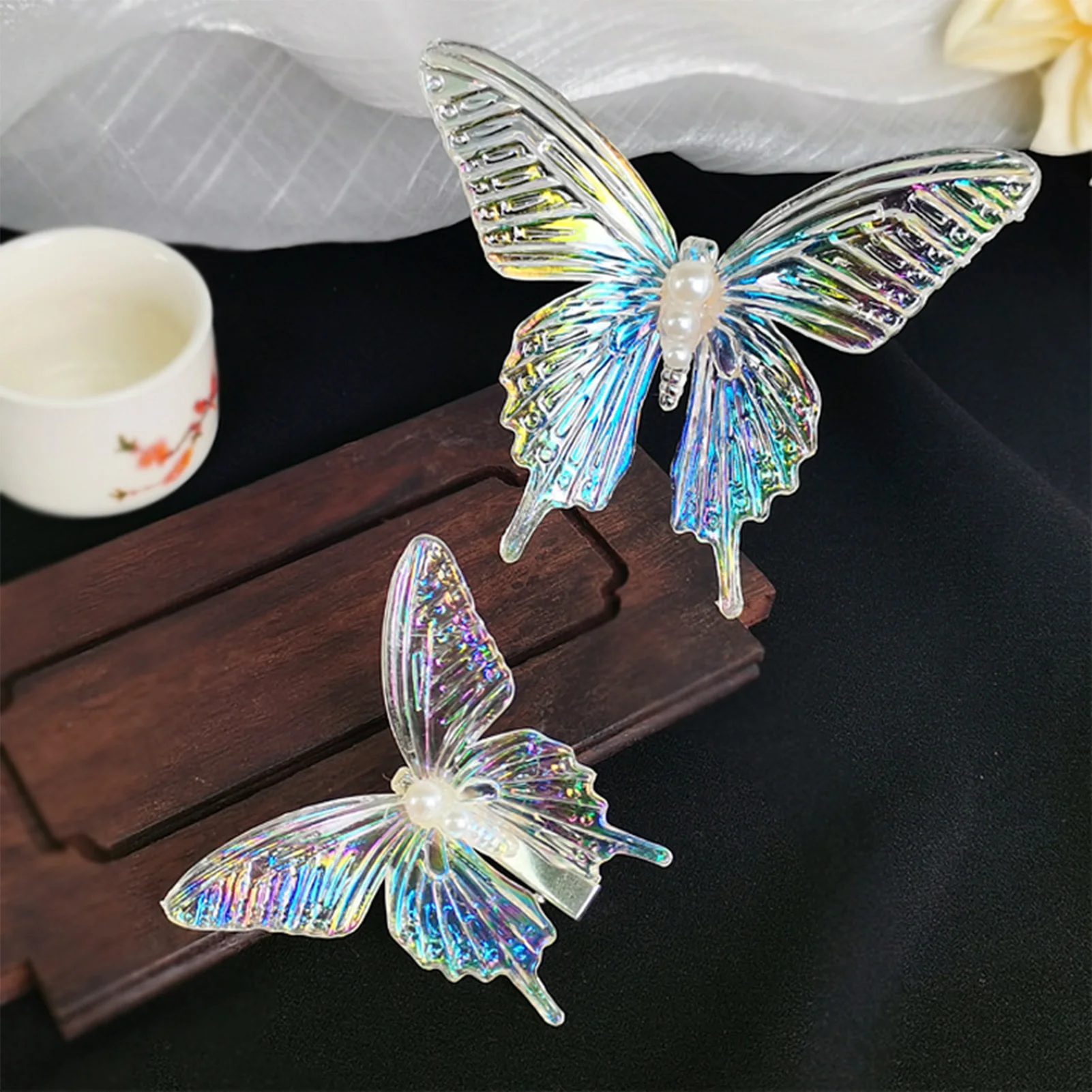 Artificial Butterfly Hair Chopstick Handmade Butterfly Hair Styling Tool Accessories for Cheongsam Tear Wear Chinese Clothes