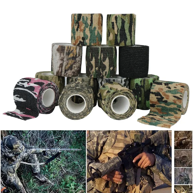 Elastic Wrap Tape Adhesive Outdoor Hunting Camouflage Stealth Tape Waterproof Wrap Durable Self Adhesive Elastic Bandage