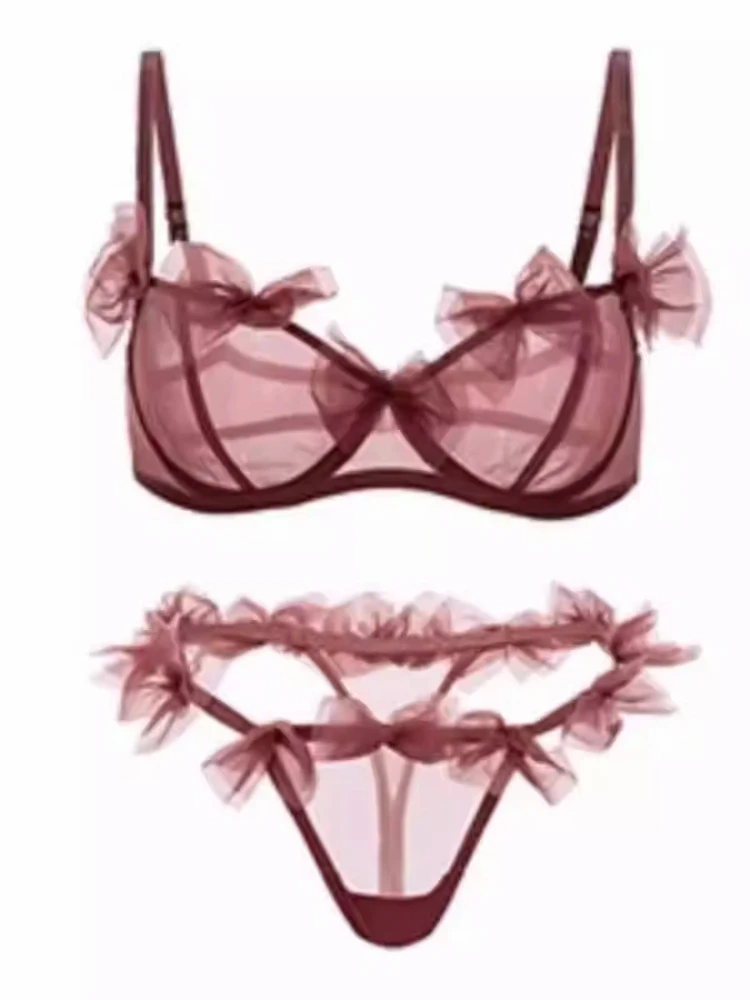 MOYISU Pure Desire Seduction Limited Rose ~ Pure Desire Sexy Bra Set Push-up Anti-sag Ultra Thin Breathable Mesh Underwear New