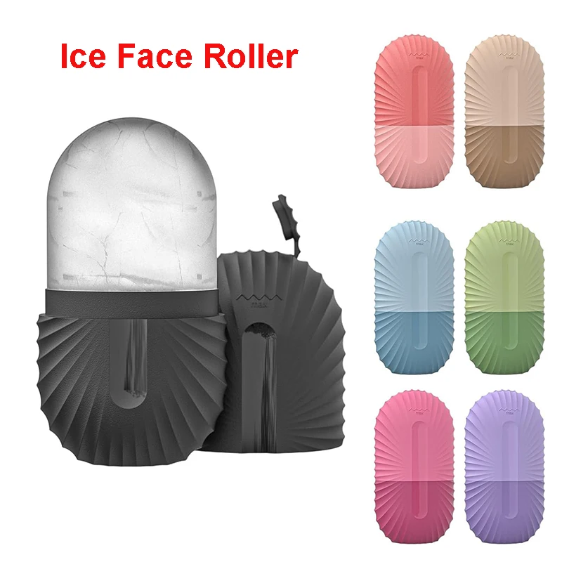 Rodillo facial de hielo, molde de silicona para masaje de belleza con cubitos de hielo para la hinchazón de los ojos, rodillo facial de hielo para reducir los poros
