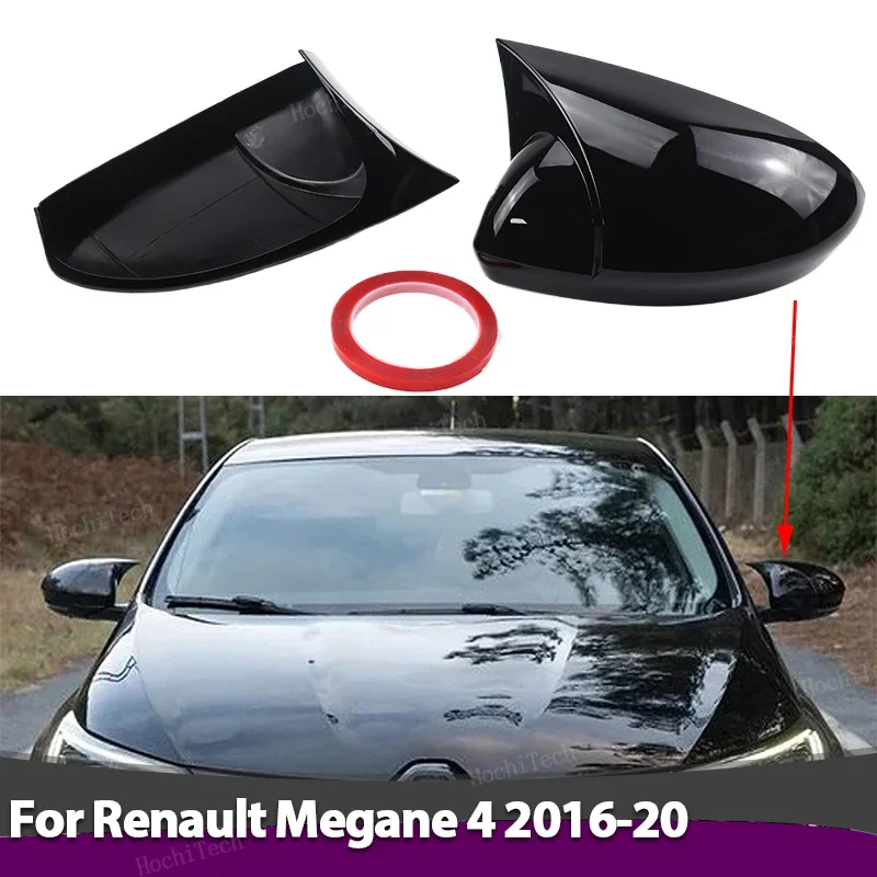 Horn shape Black Car Side Door Rearview Side Mirror Cover Cap Parts styling add-on sticker For Renault Megane 4 MK4 2016-2020