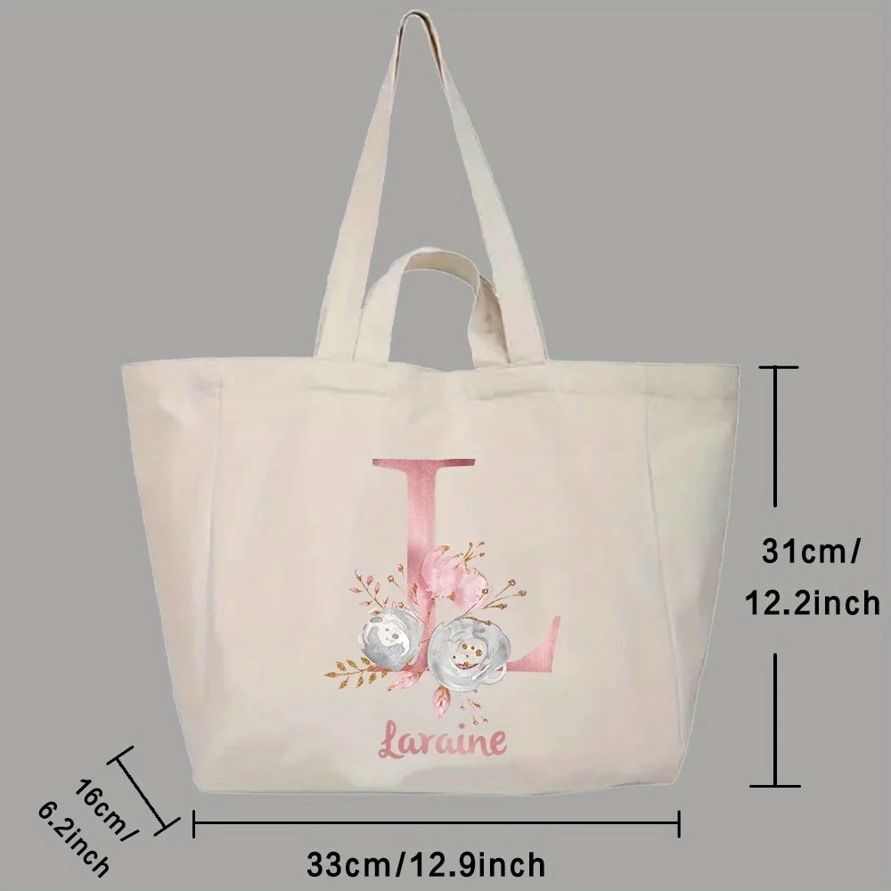 Personalized Pink Letter Handbag Shoulder Bag Women's Handbag Large Capacity Shopping Bag Travel Storage Bag