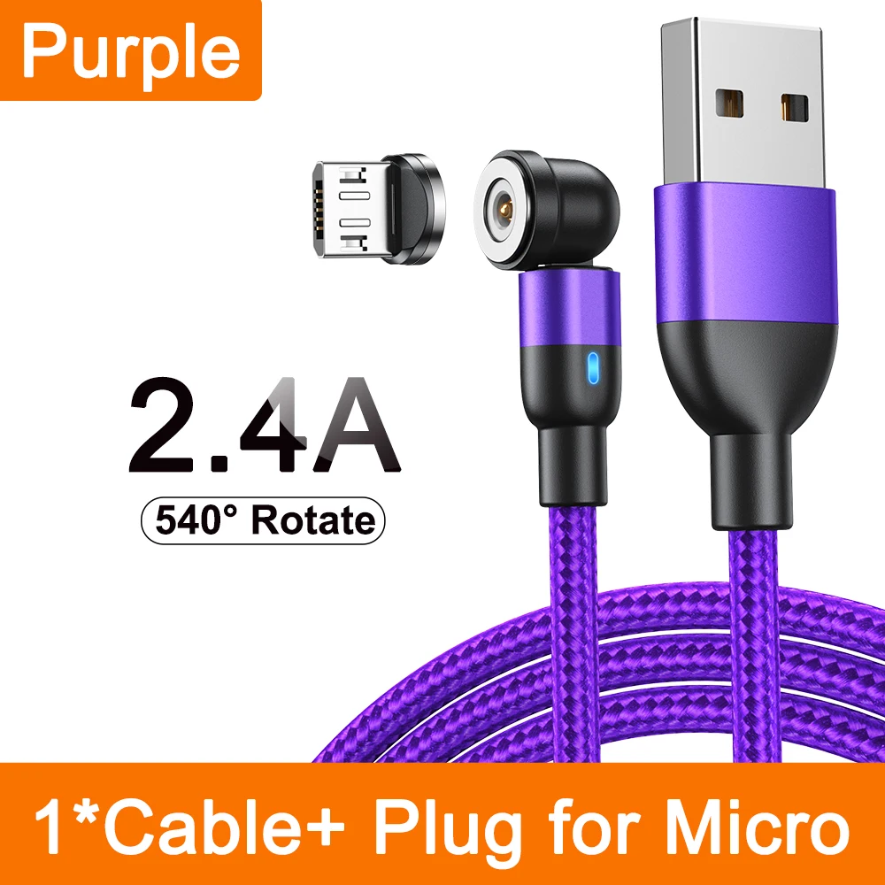 AUFU 540 Draaien Magnetische Type C Kabel 3 in 1 Snelle Oplaadkabel Voor iPhone Xiaomi Samsung Huawei Micro USB magneet Charge Wire