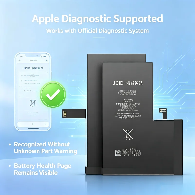 JCID Diagnosable iPhone Battery High Capacity Official Diagnostic No BMS Transfer Retain SN Normal Battery Health Displa