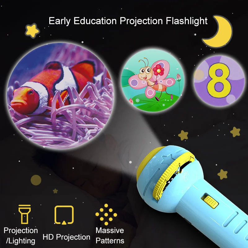 Lampe de poche de Projection, jouet lumineux éducatif pour enfants avec diapositives, lampe coulissante, jouet veilleuse avec Images pour enfants garçons filles