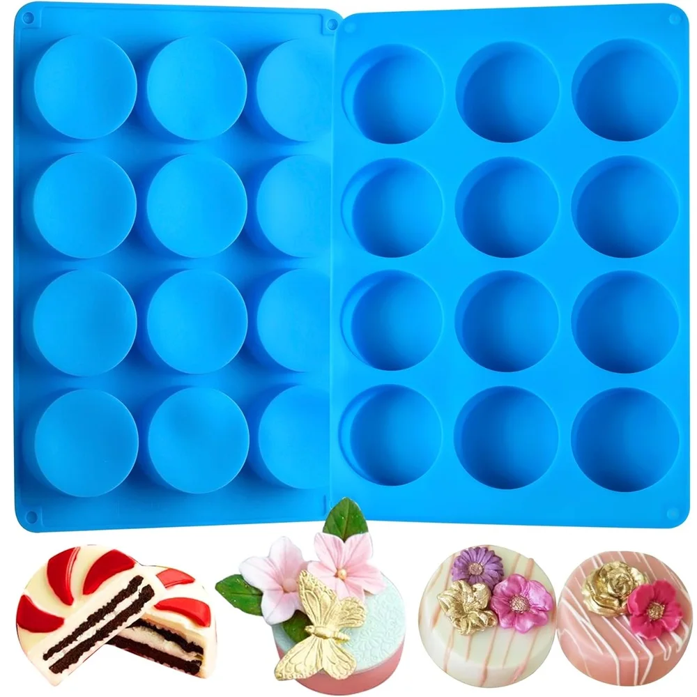 

2 Oreo Cookie Chocolate Silicone Mold 12-Cavity Round Cylinder Chocolate Molds Candy Silicone Baking Moulds for Mini Cakes Jelly