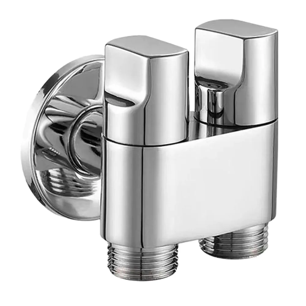 Alloy 1 In 2 Out Angle Valve With Dual Control Handle, G1/2 Water Divider For Washing Machine, Garden, Kitchen Sink And Bathroom