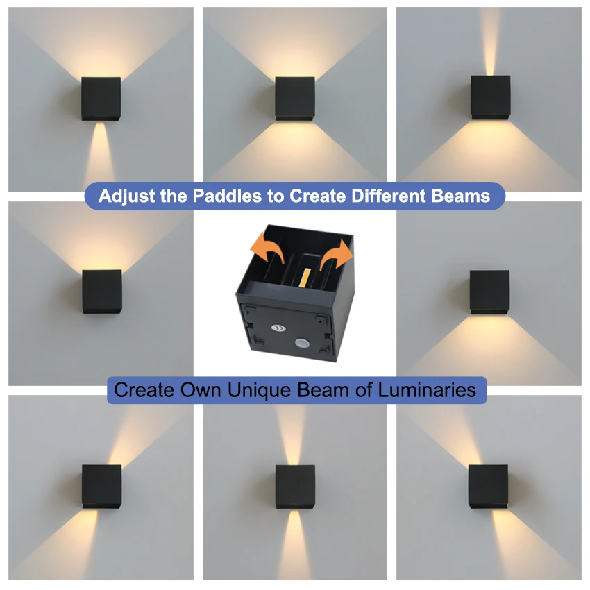 6 واط/12 واط LED مصباح الجدار مقاوم للماء باللون الأسود/الأبيض/الرمادي للإضاءة الداخلية والخارجية أضواء الجدار الألومنيوم التيار المتناوب 110 فولت 220 فولت