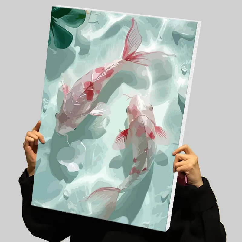 Koi Fish Fantasy Prints Poster Custom Canvas Painting Wall Art Home Decor Decoration Living Room Modern Abstract Canvases Mural