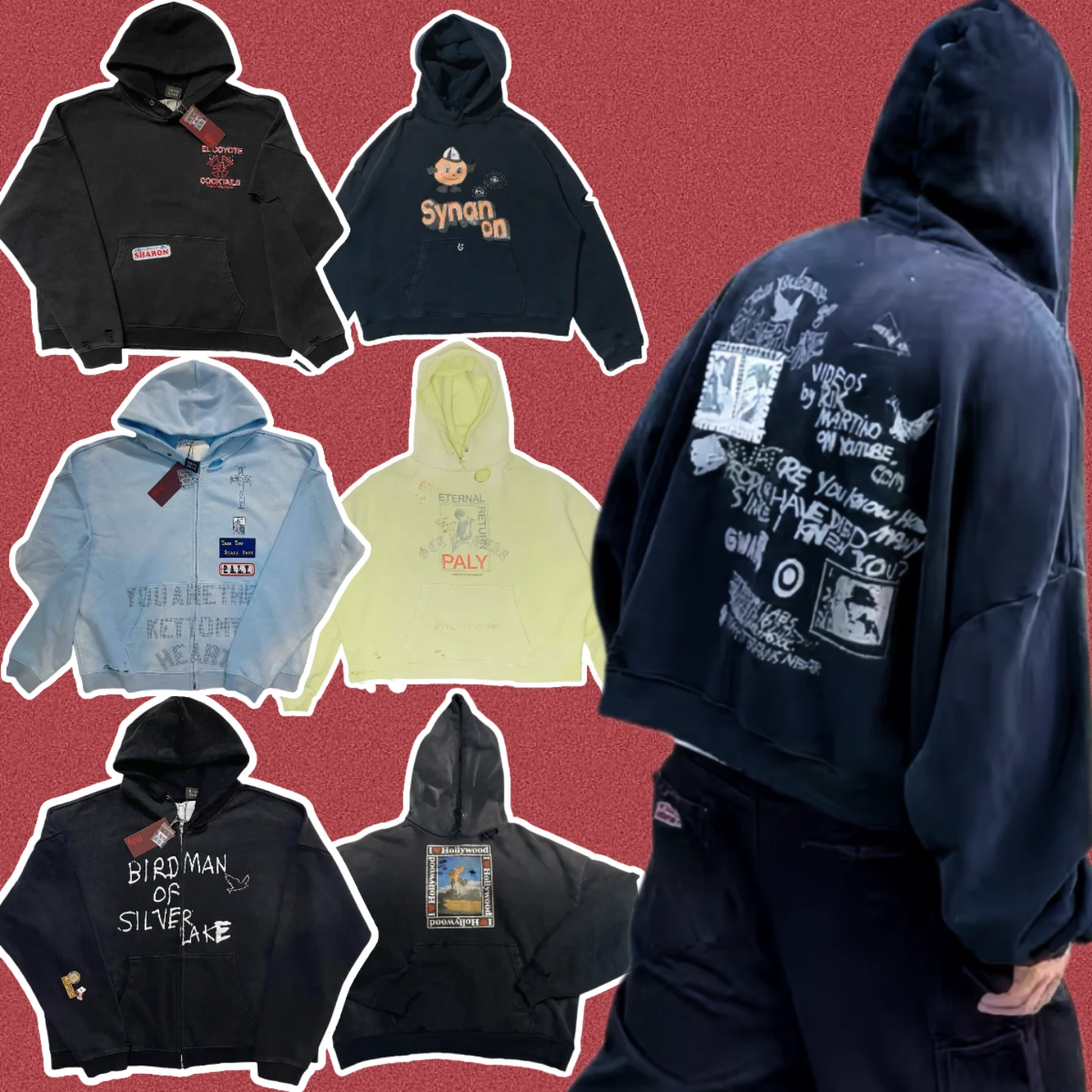 

Waed American Street Sle Loose Hoodie High Street Trendy Sweatirt Youth Casual Long Sve Hooded Sweatirt