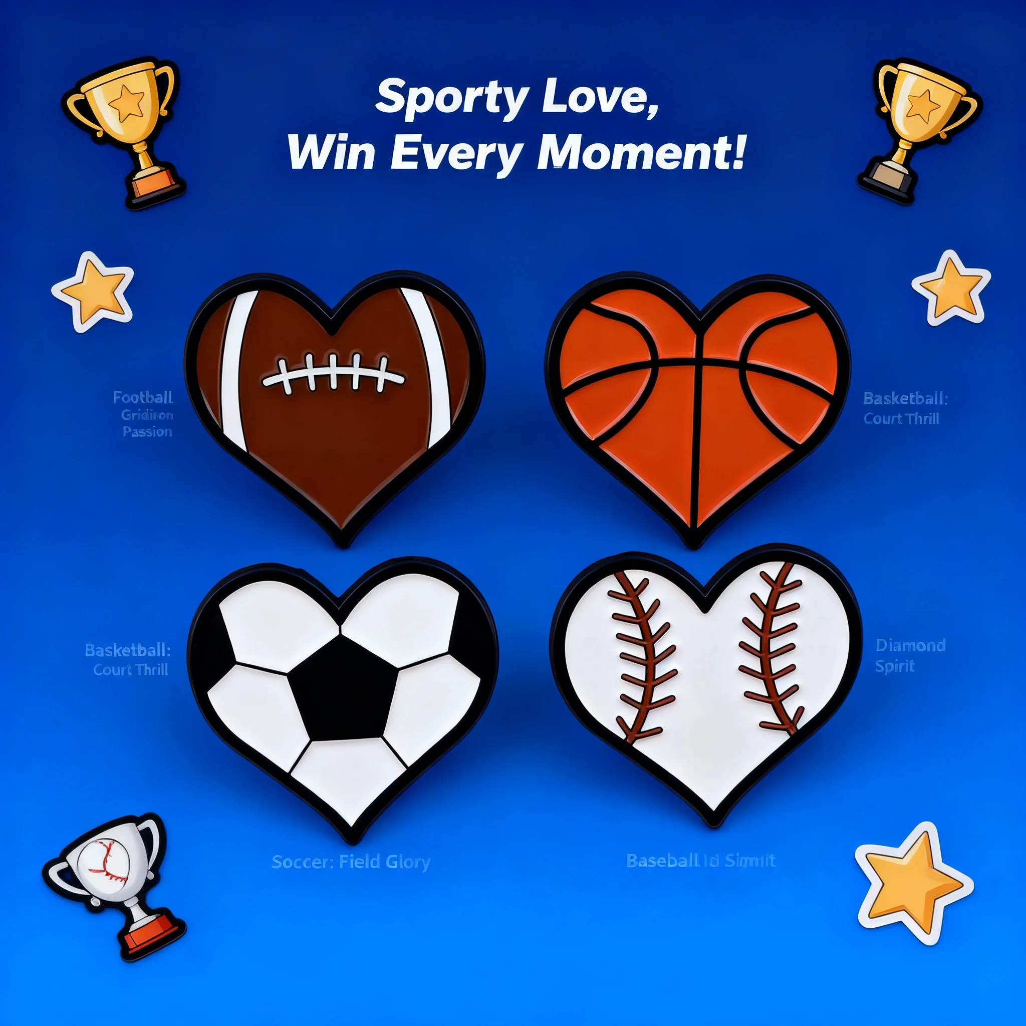 

Heart basketball football shape brooch pin clothing bag accessory alloy badge cross-border hot selling in stock