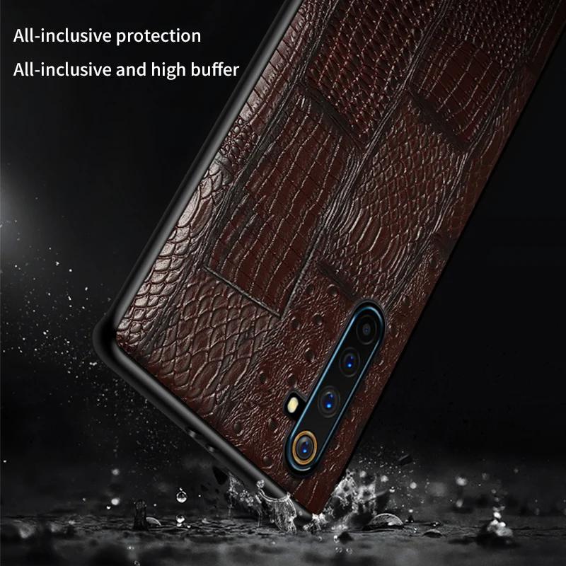 LANGSIDI Genuine leather Phone case For OPPO Reno 8 pro Find x5 Shockproof back cover For Realme 8 7 6 PRO X2 Pro X7 X50 PRO