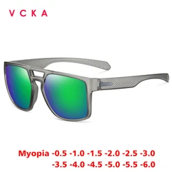 VCKA Square Myopia Men Sunglasses Women Polarization Eyewear Fashion Driving Custom Prescription Glasses UV400 -0.50 to -6.0