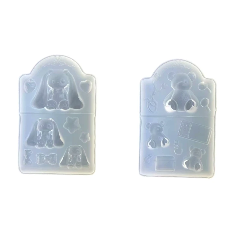 Lovely Bear Rabbits Design Silicone Mold for Crafting Charm and Keychains