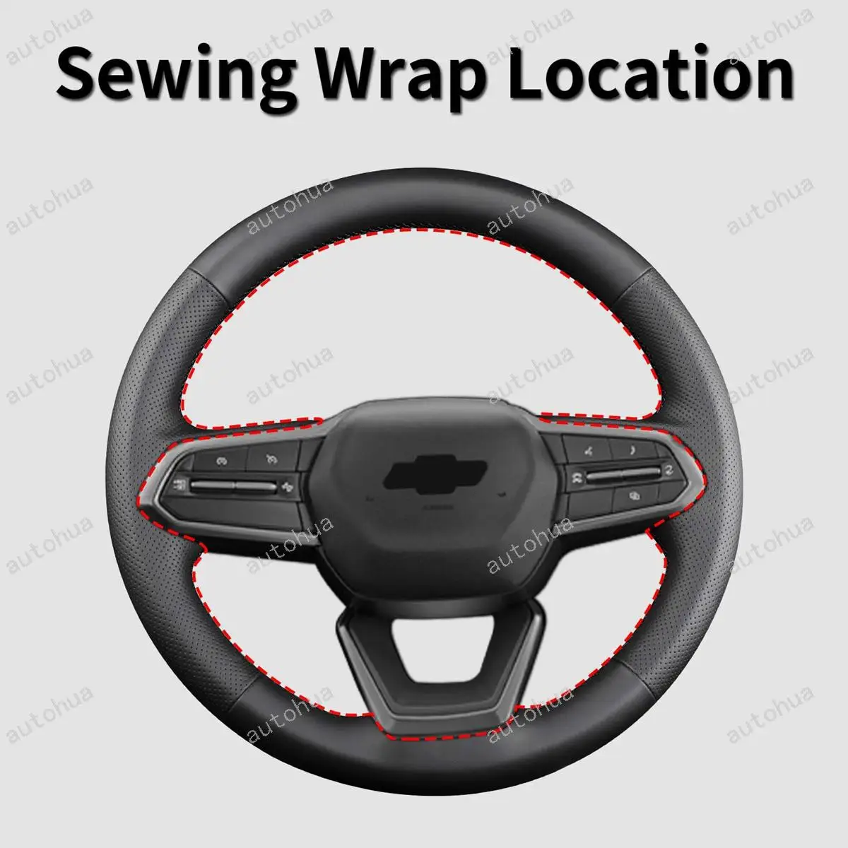 طقم خياطة غطاء عجلة القيادة، مناسب لسيارة تشيفي 2024 سيلفرادو EV/2024 Blazer EV، جلد من الألياف الدقيقة غير قابل للانزلاق وجيد التهوية