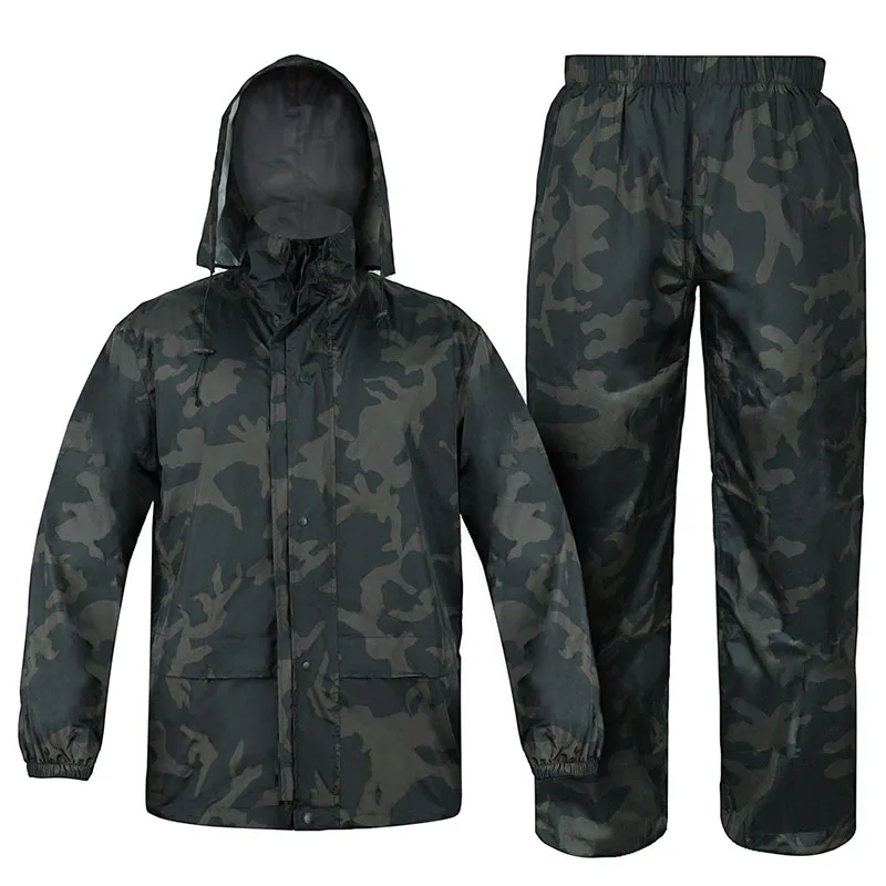 Camouflage Folding Raincoat Set Portable Travel Rain Suit Hunting Poncho Waterproof Goods for Fishing  Motorcycle Storm Jacket