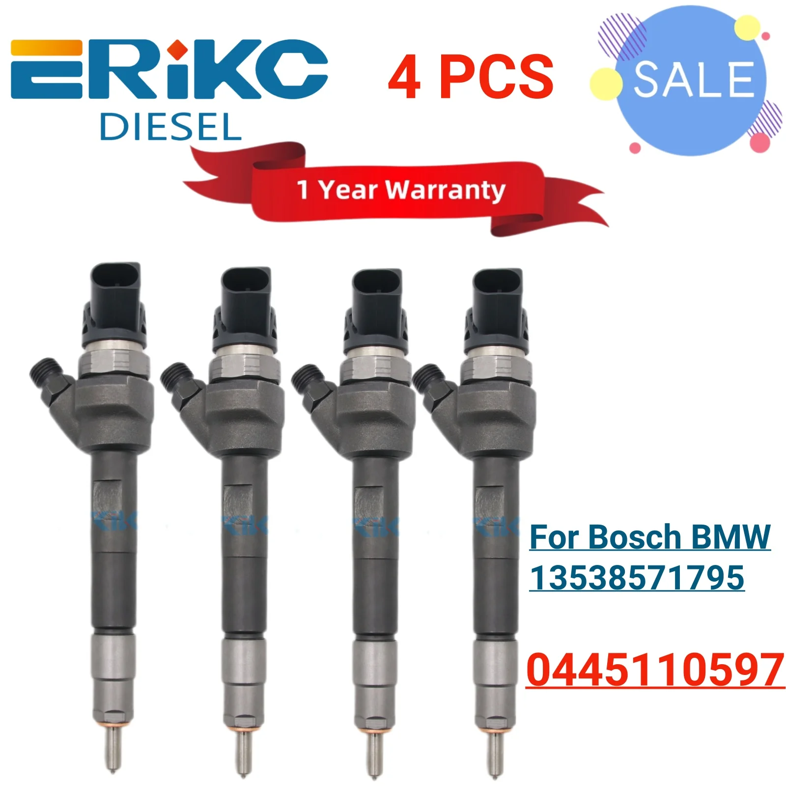 4PC 0445110597 Auto Common Rail Injector 13538506548 Auto Engine Sprayer Nozzle 0445 110 597 for Bosch BMW 13538571795