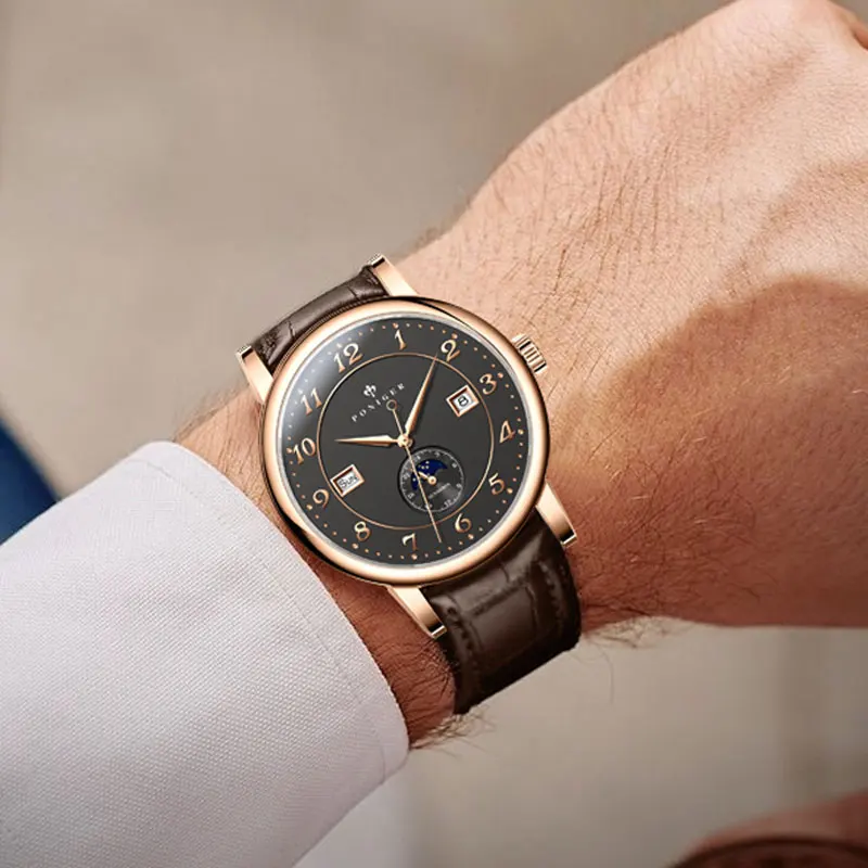 PONIGER Orologio da uomo Nuovo orologio meccanico automatico di lusso delle migliori marche Orologio da uomo multifunzione impermeabile in acciaio inossidabile
