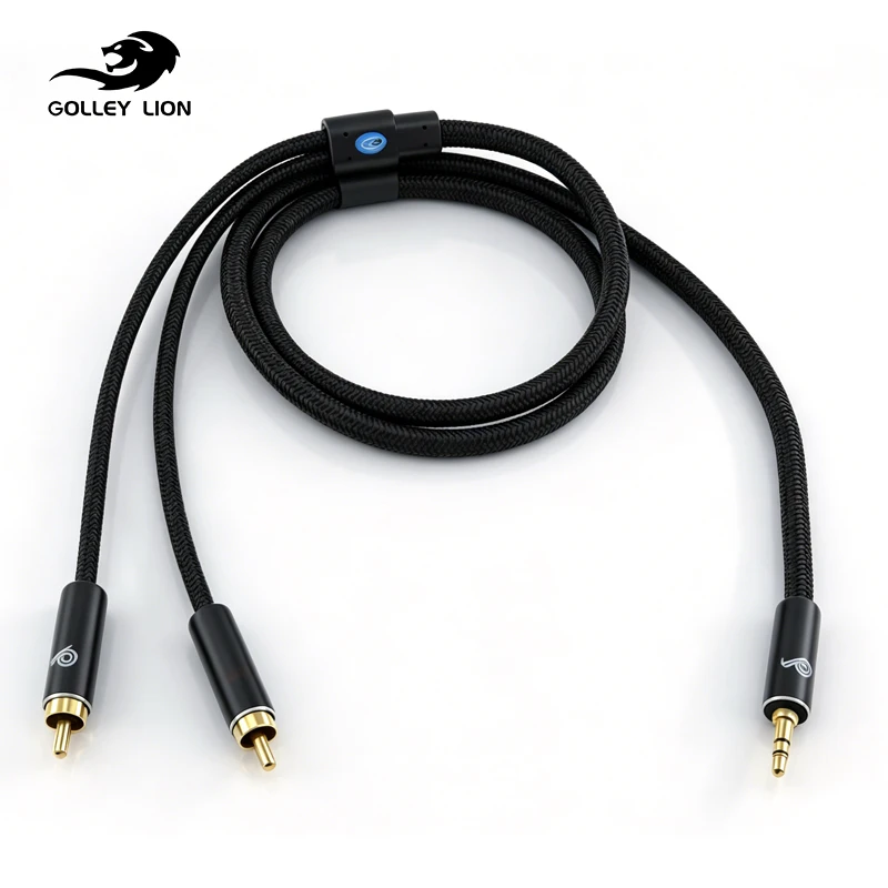 GOLLEY LION 1/8 Inch 3.5mm to 2RCA Audio Auxiliary Y-Adapter Cable, Stereo Splitter Cable for Speaker, Subwoofer, Bass, Soundbox