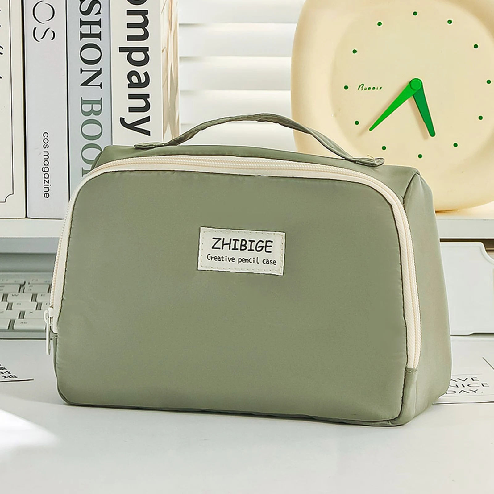Large Capacity Pencil Case Black Minimalist Japanese Style Student Stationery Organizer Bag for School Office Stationery Storage