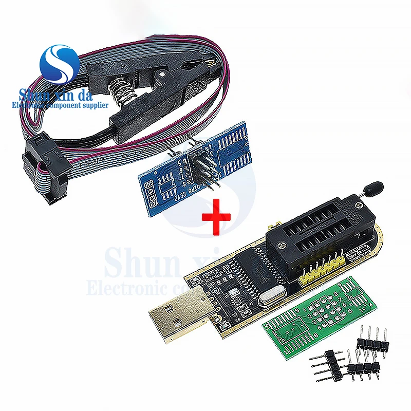 CH341A 24 25 Seri EEPROM Flash BIOS USB Programmer Modul + SOIC8 SOP8 Klip Tes untuk EEPROM 93CXX / 25CXX / 24CXX