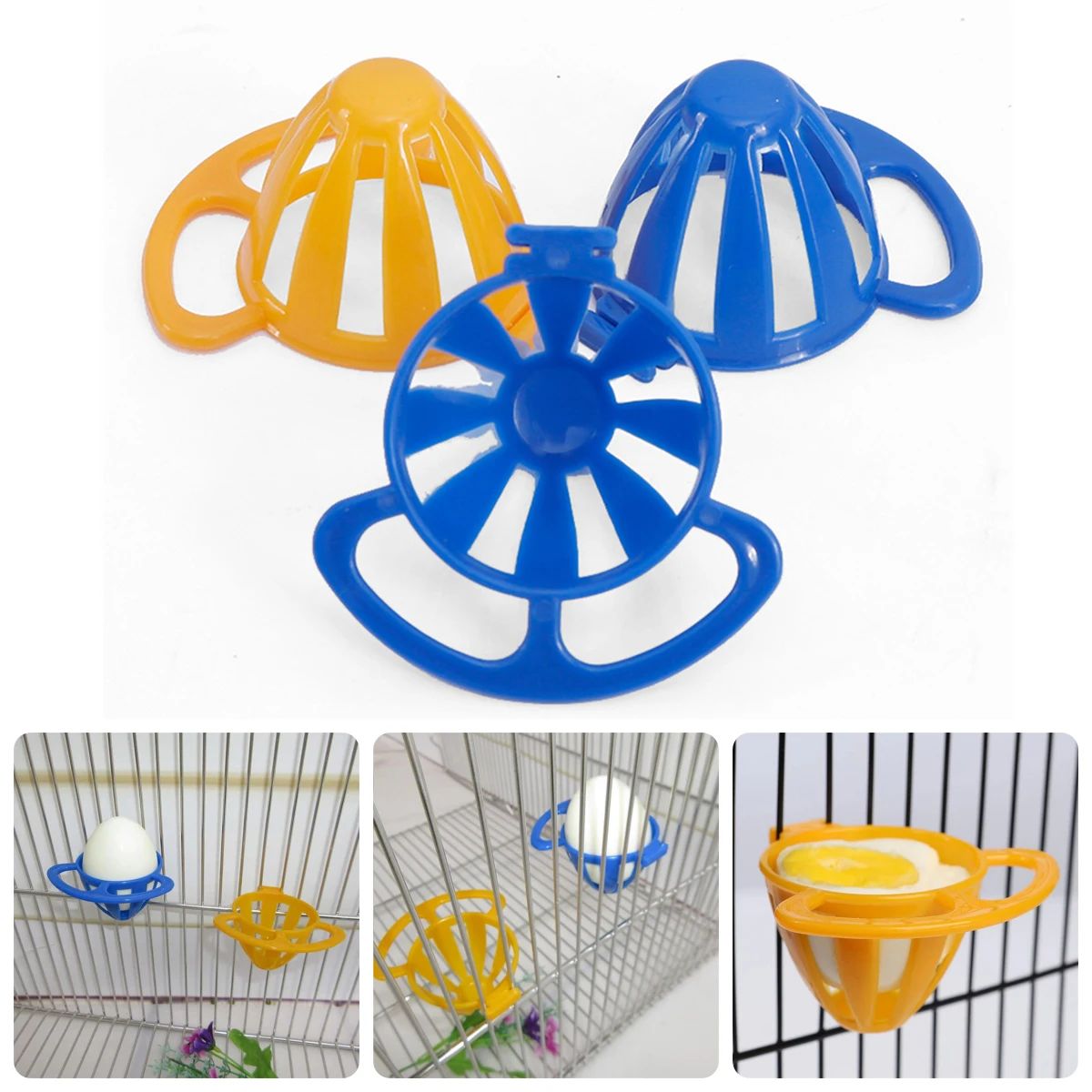 2Pcs Bird Vegetable Fruit Egg Feeder Hanging Basket Parrot Canary Pigeon Plastic Nest-shape Food Container Bird Cage Accessories