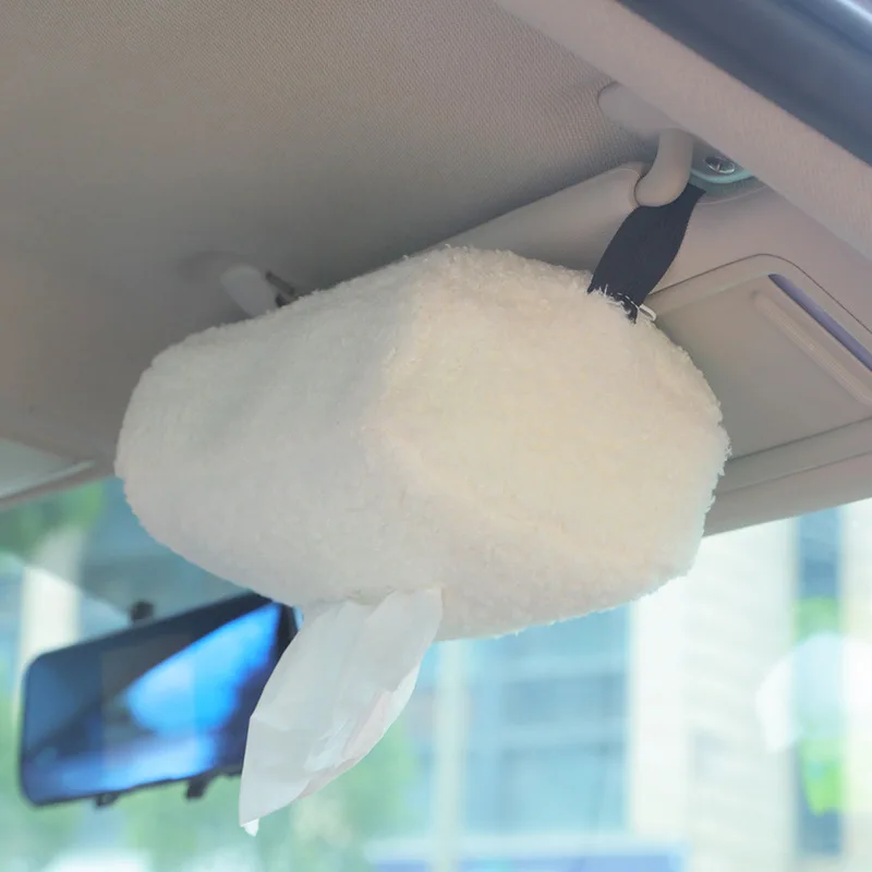 Plush Cute Car Tissue Holder Box Holder for Car White High Quality Tissue Box Cartoon Car High Capacity Tissue Box Armrest Box