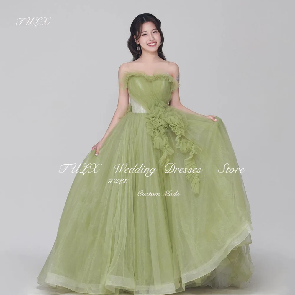 

TULX Fairy Green Evening Dresses Korea Sweetheart Wedding Photo Shoot Tulle Long Pleat Corset Party Prom Dress Customized 2025