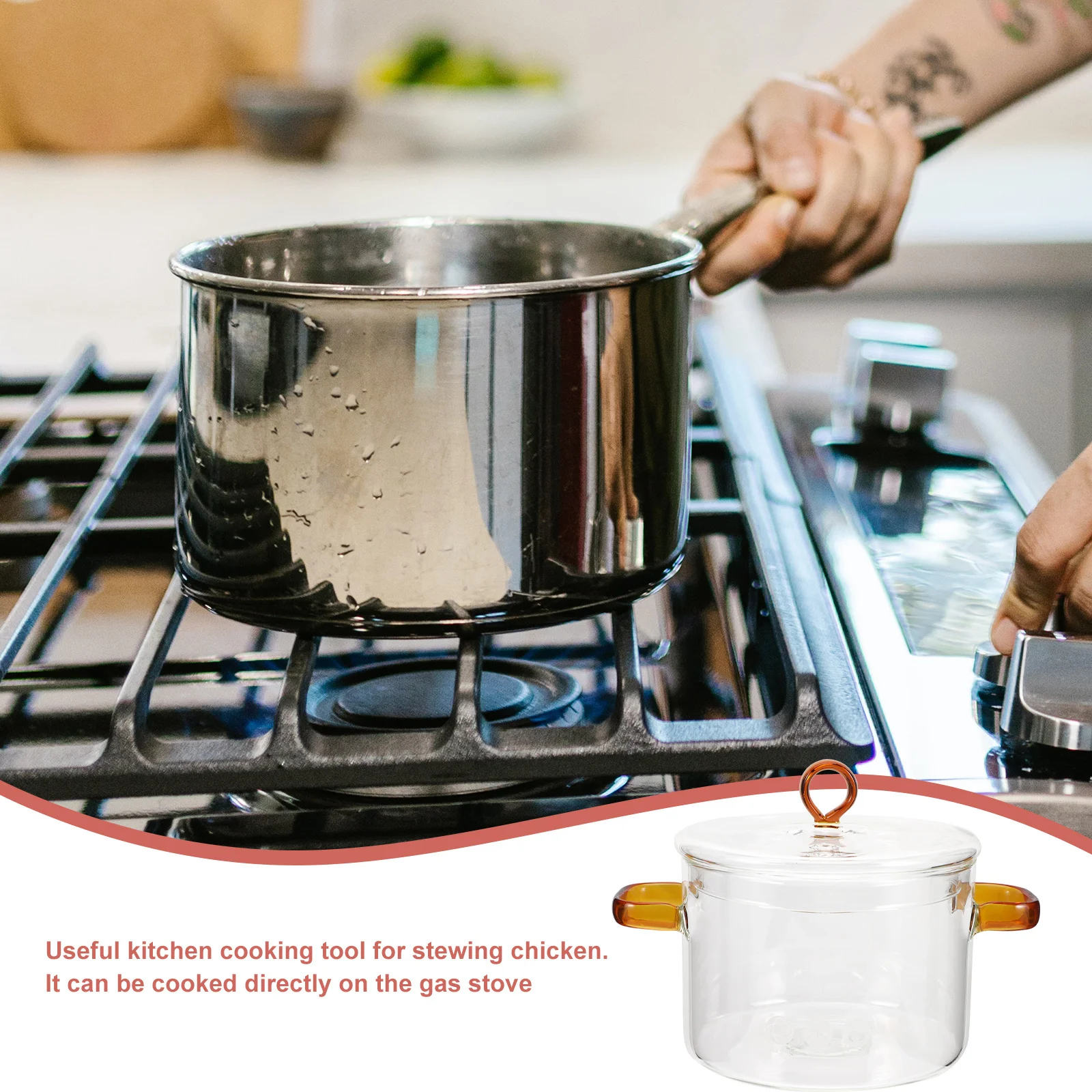 

Glass Stew Pot Transparent Cooking Pot with Lid for Soup Boiling Vegetables Kitchen Use for Kitchen Clear Saucepan