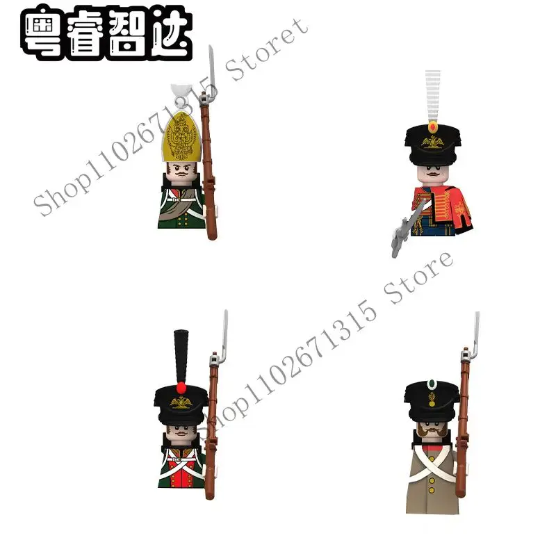 Napoleonic Wars Military Mini Soldiers Building Blocks WW2 Prussia Russia French British Fusilier Rifles Bagpiper Bricks Kid Toy