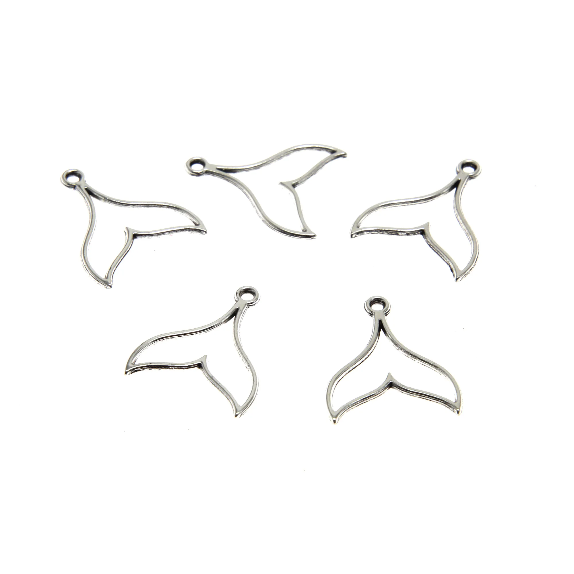 70Pieces/Lot Whale tail charm Ocean Hollow Pendant Fit for DIY Jewelry Making Hand crafted Accessories Silver 17x14mm